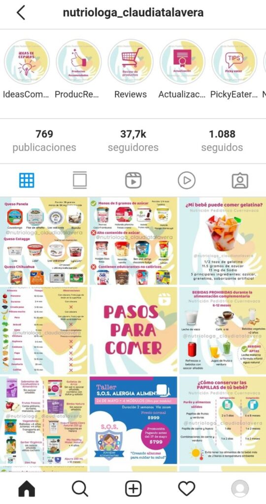 captura cuenta nutriologa instagram 