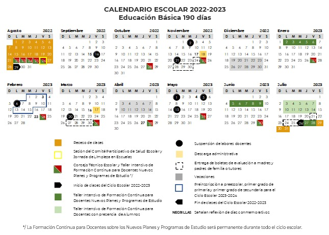 Calendario Escolar 2022-2023 SEP 