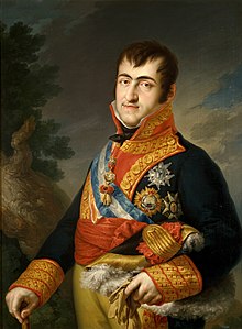 Retrato de Fernando VII con uniforme de capitán general, por Vicente López Portaña (c. 1814-1815). Óleo sobre lienzo, 107,5 x 82,5 cm. Museo del Prado (Madrid).