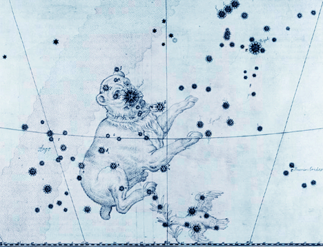 Representación artística de la constelación del Can Mayor