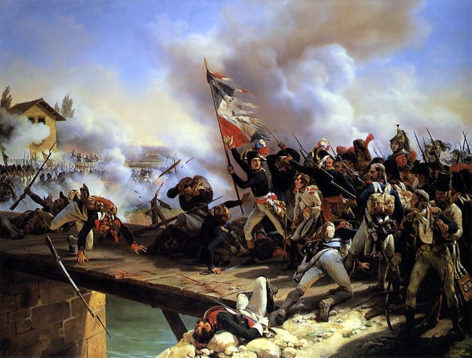 Napoleón liderando a sus tropas en la Batalla del puente de Arcole, obra de Horace Vernet, (1826).